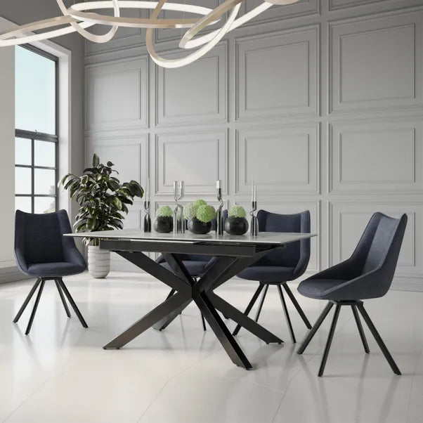 Cassia 6-8 Seater Extending Dining Table in Grey Ceramic - 150-190cm