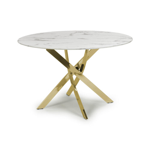 Venice Round White/Gold Dining Table - 120cm