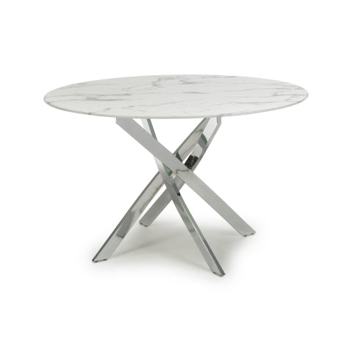 Venice Round White/Chrome Dining Table - 120cm