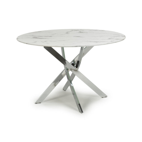 Venice Round White/Chrome Dining Table - 120cm