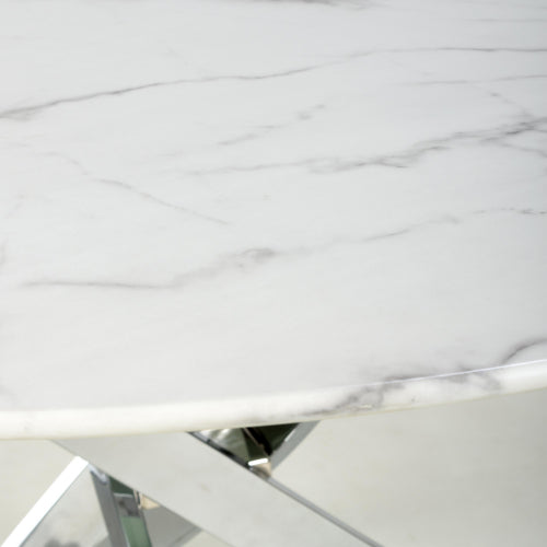Venice Round White/Chrome Dining Table - 120cm