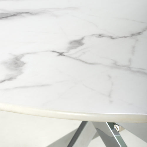 Venice Round White/Chrome Dining Table - 120cm