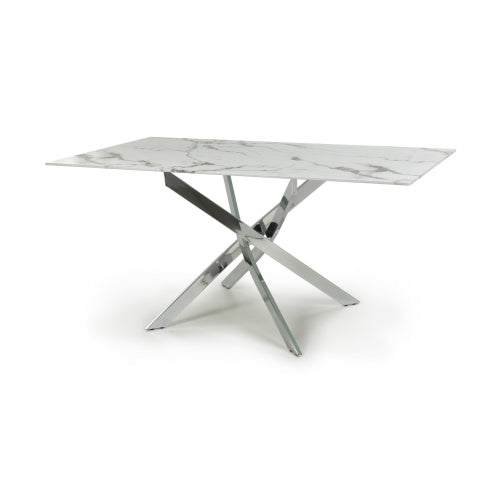 Venice Medium White/Chrome Dining Table - 160cm