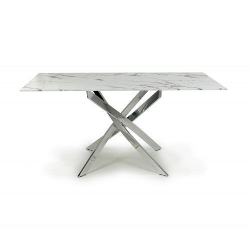 Venice Medium White/Chrome Dining Table - 160cm