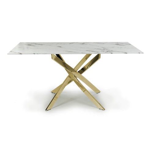 Venice Medium White/Gold Dining Table - 160cm