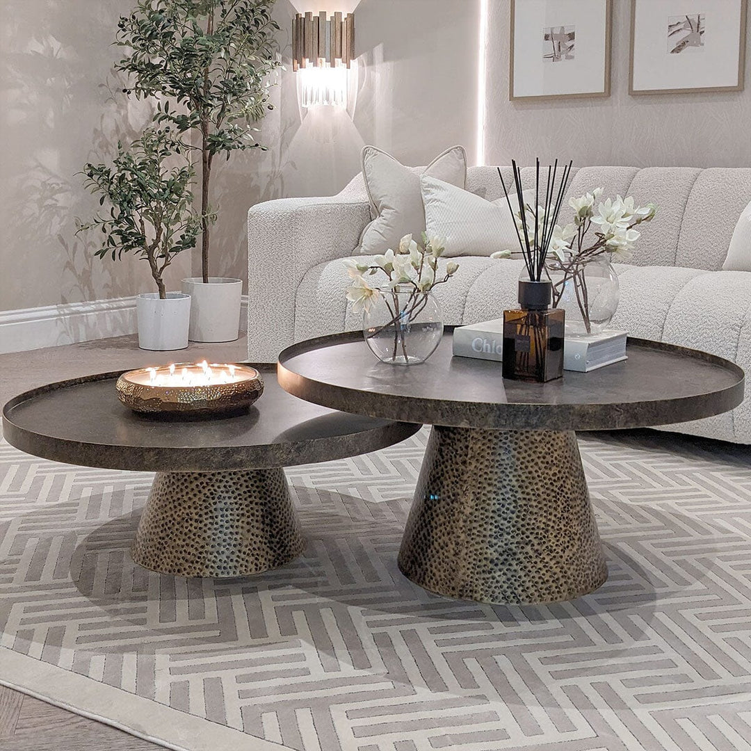 Libra Interiors Sandbanks Coffee Table Set of 2 – Rustic Antique Gold