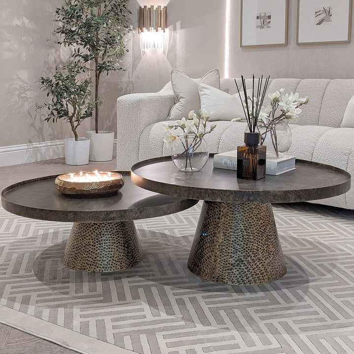 Libra Interiors Sandbanks Coffee Table Set of 2 – Rustic Antique Gold