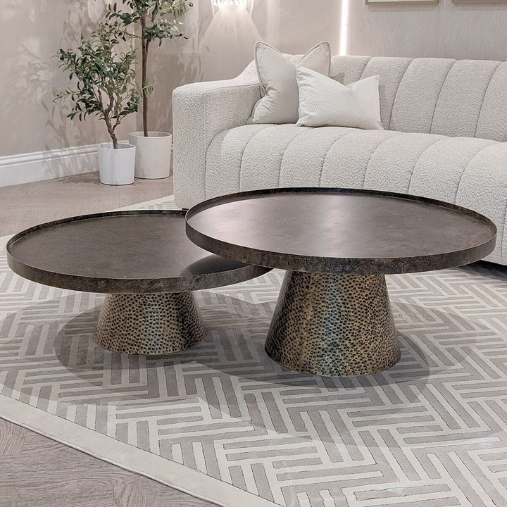 Libra Interiors Sandbanks Coffee Table Set of 2 – Rustic Antique Gold