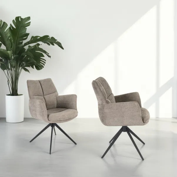 Cameo Swivel Dining Chair in Brown (Taupe) Soft Chenille