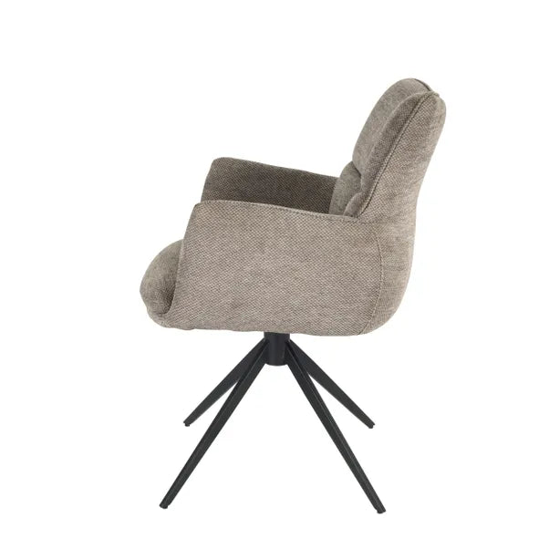Cameo Swivel Dining Chair in Brown (Taupe) Soft Chenille