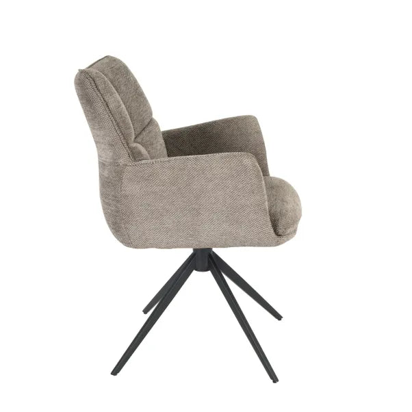 Cameo Swivel Dining Chair in Brown (Taupe) Soft Chenille