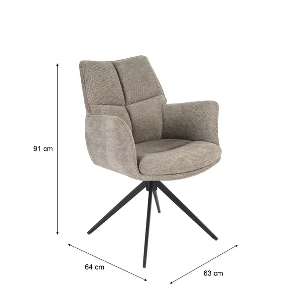 Cameo Swivel Dining Chair in Brown (Taupe) Soft Chenille