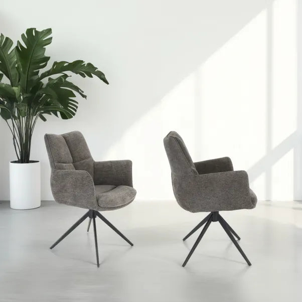 Cameo Swivel Dining Chair in Grey Soft Chenille