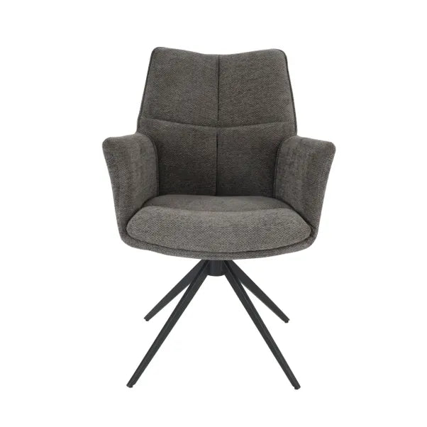 Cameo Swivel Dining Chair in Grey Soft Chenille