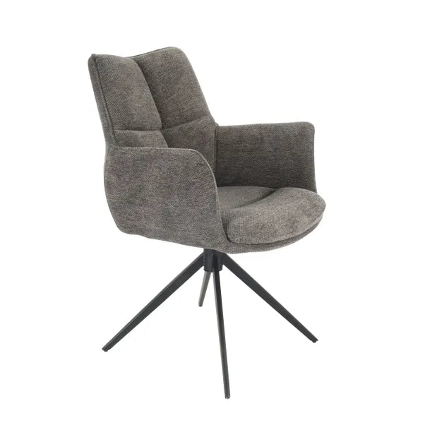 Cameo Swivel Dining Chair in Grey Soft Chenille