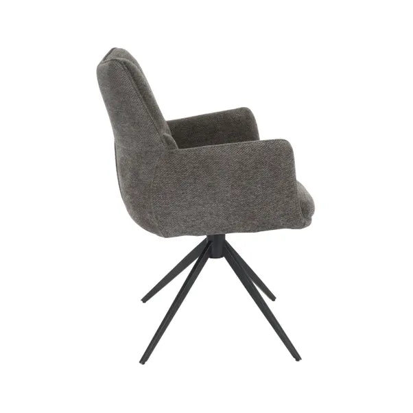 Cameo Swivel Dining Chair in Grey Soft Chenille