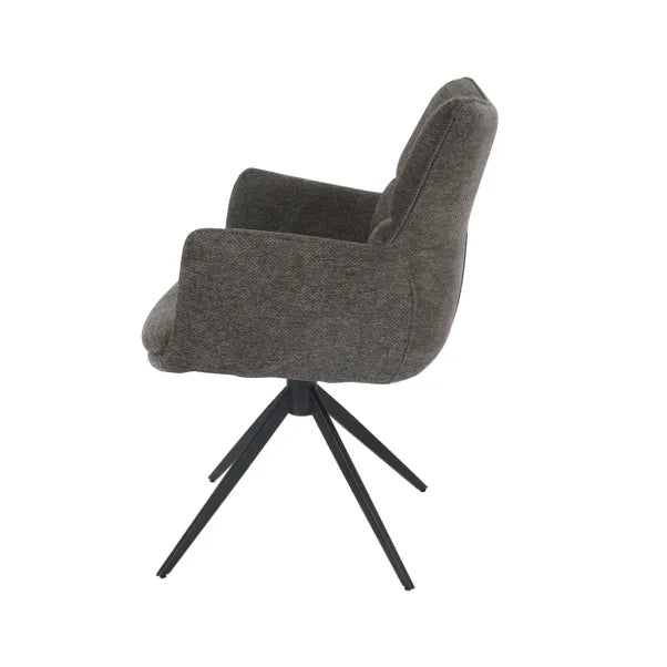 Cameo Swivel Dining Chair in Grey Soft Chenille
