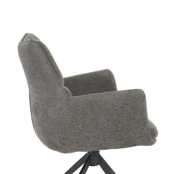 Cameo Swivel Dining Chair in Grey Soft Chenille
