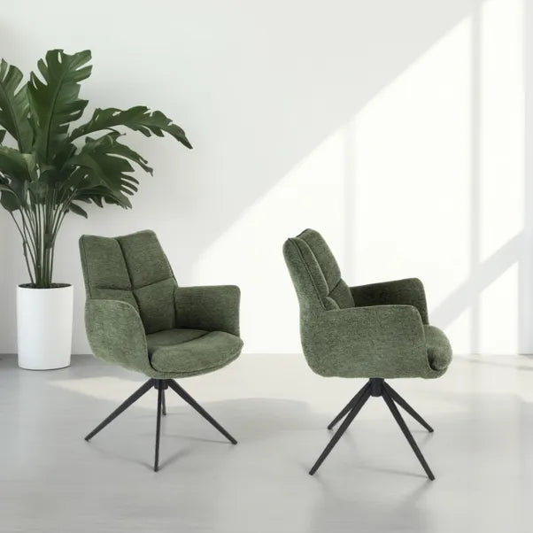 Cameo Swivel Dining Chair in Green Soft Chenille