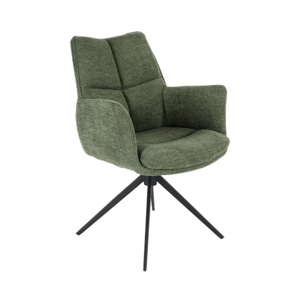 Cameo Swivel Dining Chair in Green Soft Chenille
