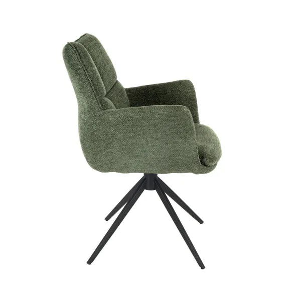 Cameo Swivel Dining Chair in Green Soft Chenille