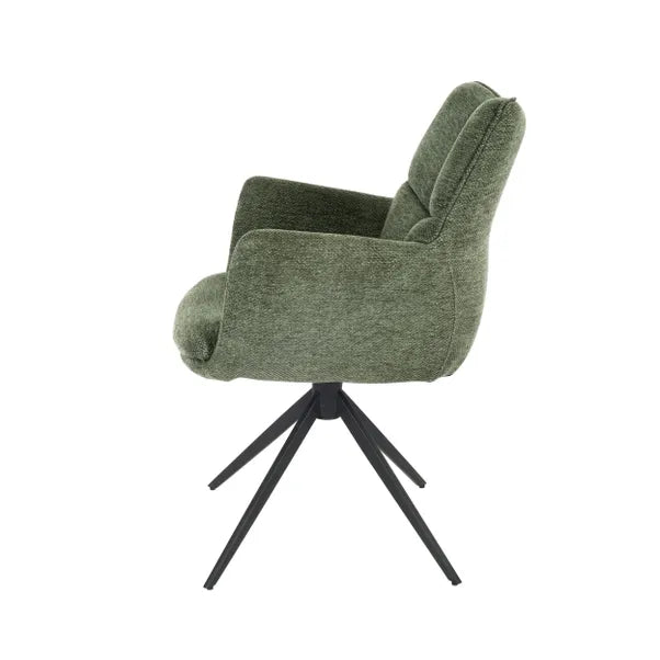 Cameo Swivel Dining Chair in Green Soft Chenille