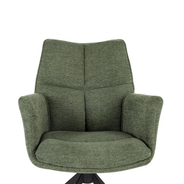 Cameo Swivel Dining Chair in Green Soft Chenille