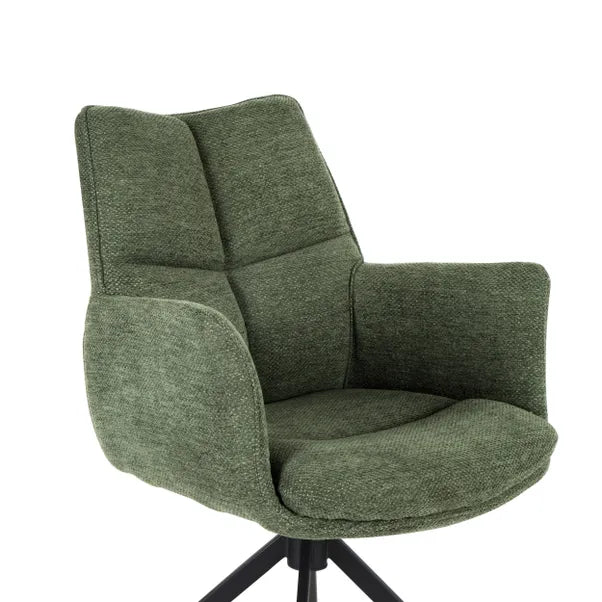 Cameo Swivel Dining Chair in Green Soft Chenille