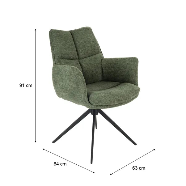Cameo Swivel Dining Chair in Green Soft Chenille