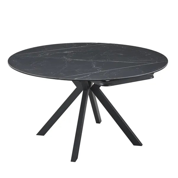 Cameo Extendable 4-6 Seater Round Ceramic Dining Table - Black