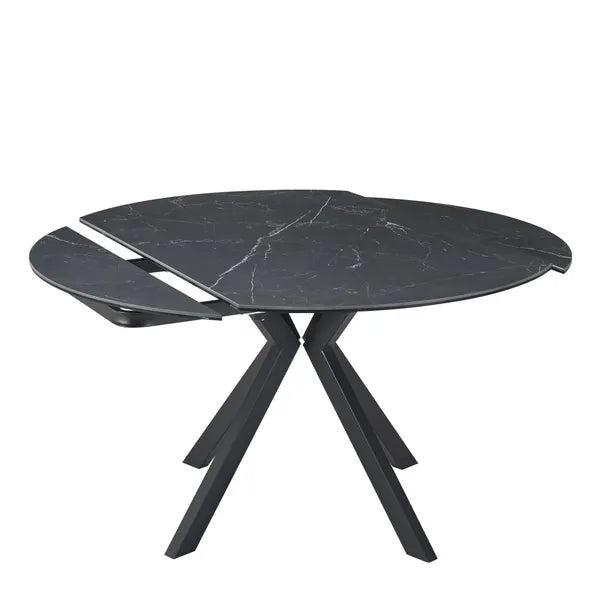 Cameo Extendable 4-6 Seater Round Ceramic Dining Table - Black