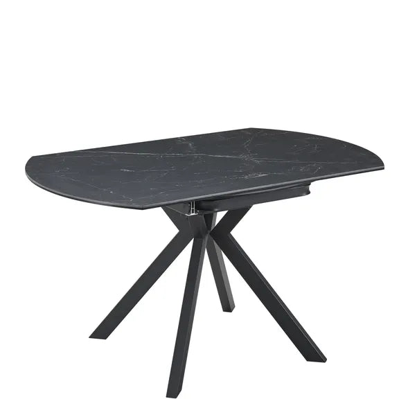 Cameo Extendable 4-6 Seater Round Ceramic Dining Table - Black