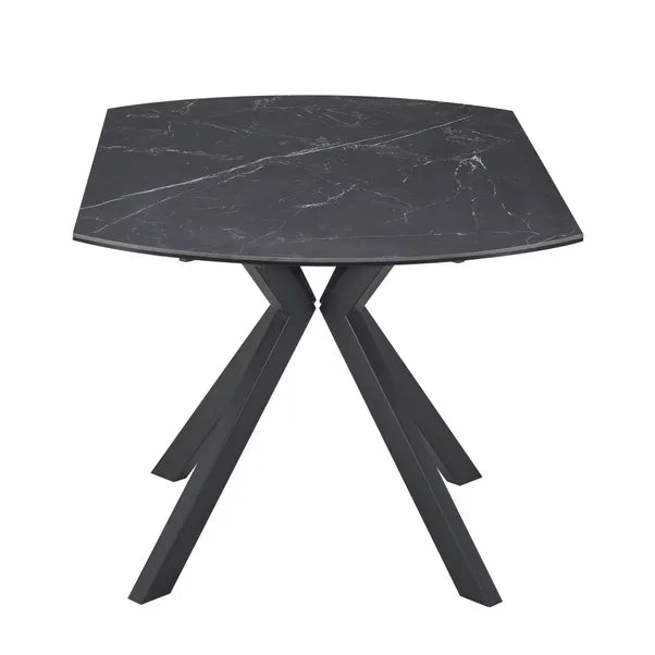 Cameo Extendable 4-6 Seater Round Ceramic Dining Table - Black