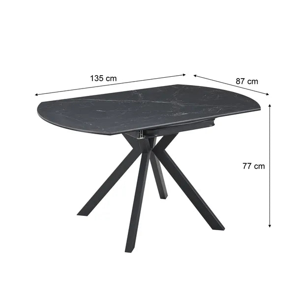 Cameo Extendable 4-6 Seater Round Ceramic Dining Table - Black
