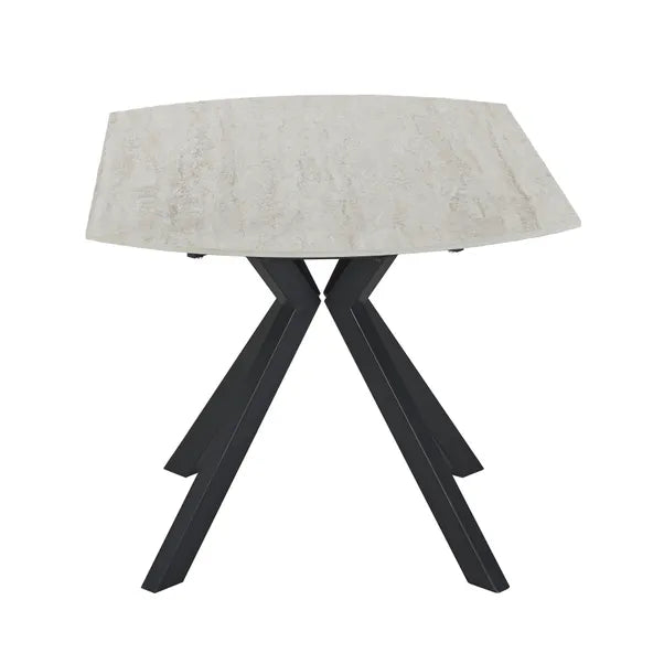 Cameo Extendable 4-6 Seater Round Ceramic Dining Table - Beige Tavertine Effect