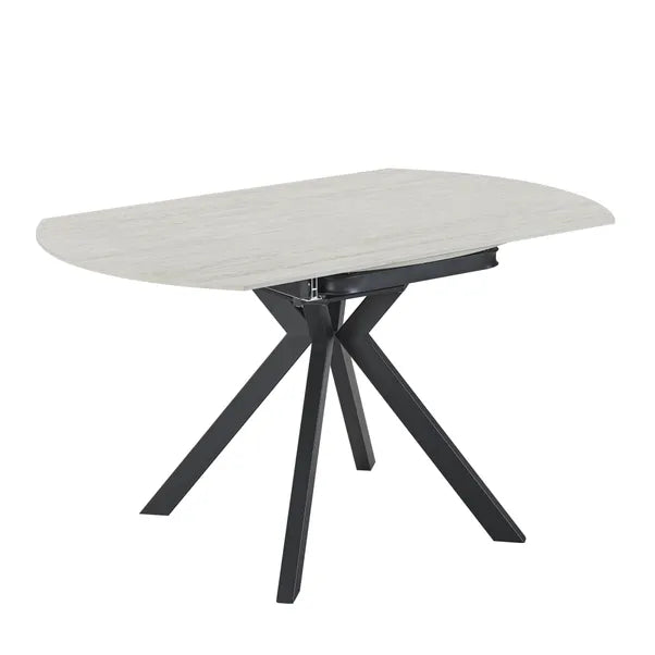 Cameo Extendable 4-6 Seater Round Ceramic Dining Table - Beige Tavertine Effect