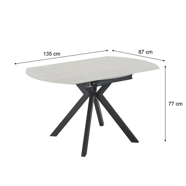 Cameo Extendable 4-6 Seater Round Ceramic Dining Table - Beige Tavertine Effect