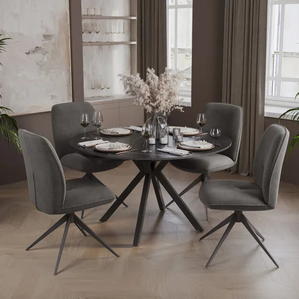 Cameo Extendable 4-6 Seater Round Ceramic Dining Table - Black