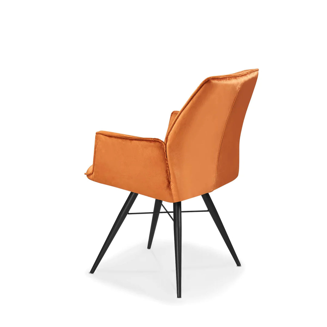 Quinn Swivel Dining Chair in Burnt Orange Plush Velvet - Belmont Interiors