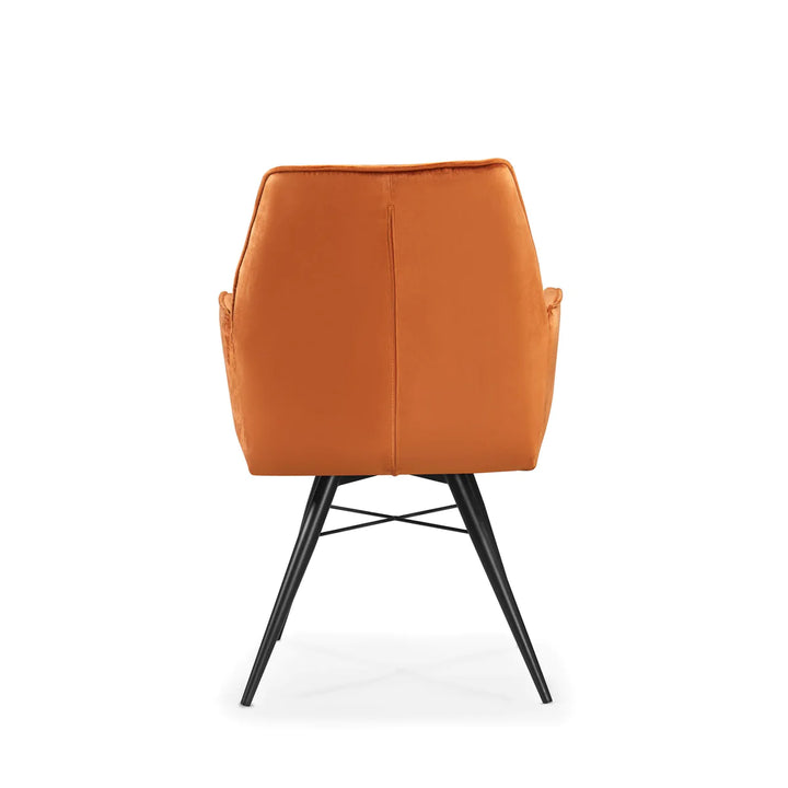 Quinn Swivel Dining Chair in Burnt Orange Plush Velvet - Belmont Interiors