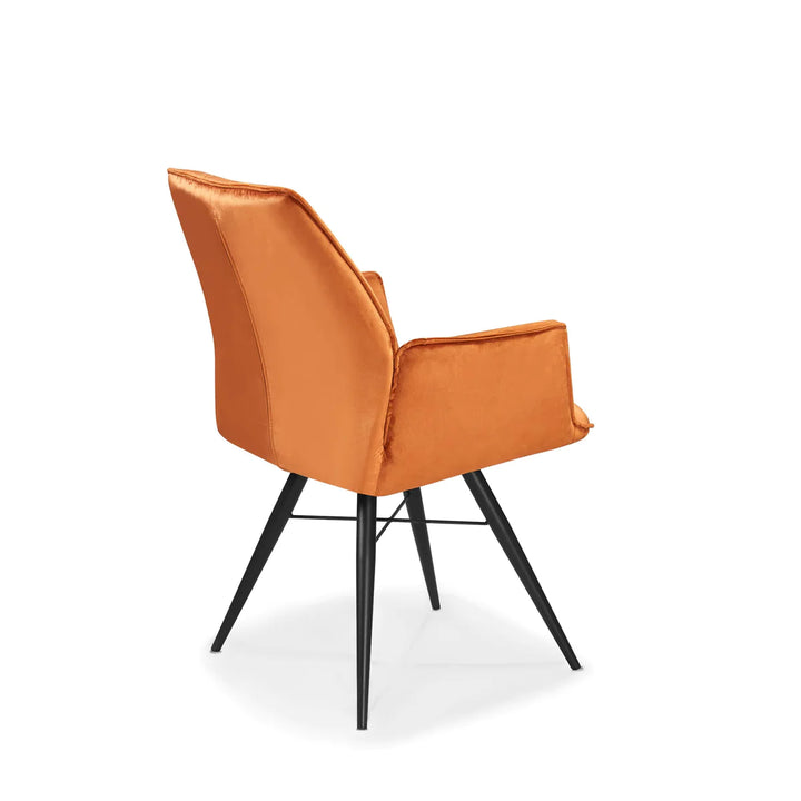 Quinn Swivel Dining Chair in Burnt Orange Plush Velvet - Belmont Interiors