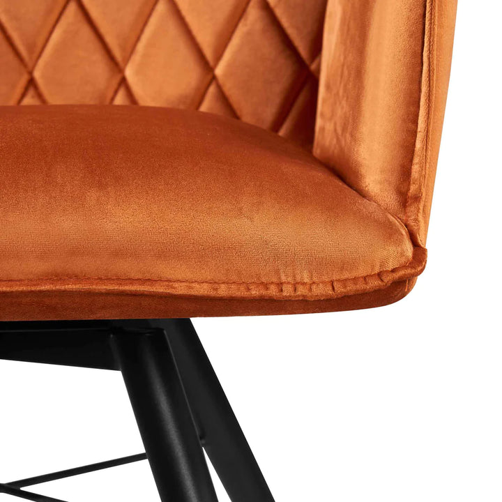 Quinn Swivel Dining Chair in Burnt Orange Plush Velvet - Belmont Interiors