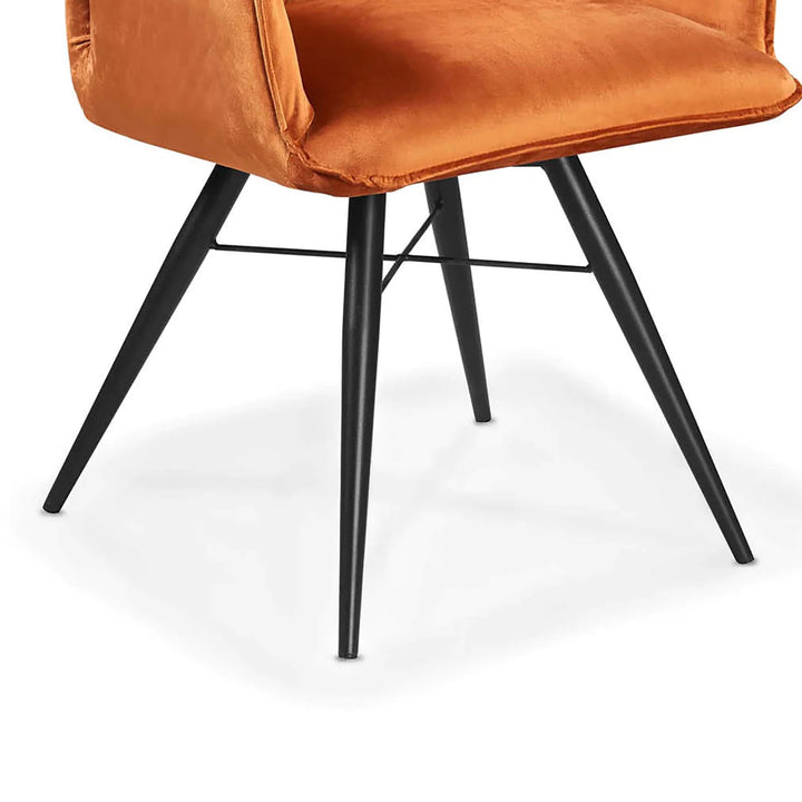 Quinn Swivel Dining Chair in Burnt Orange Plush Velvet - Belmont Interiors