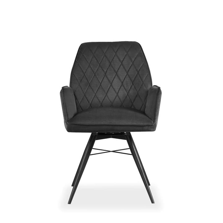 Quinn Swivel Dining Chair in Dark Grey Plush Velvet - Belmont Interiors