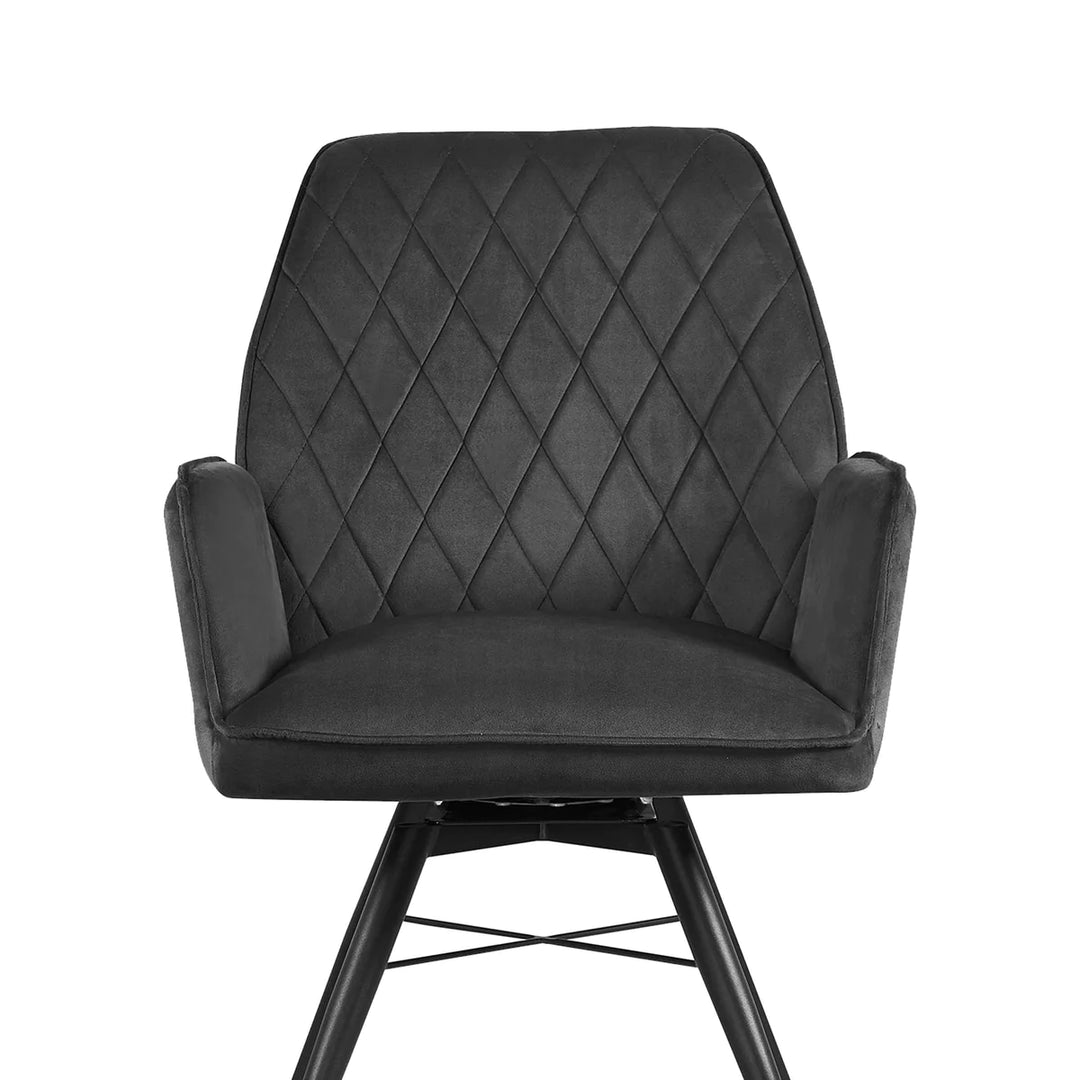 Quinn Swivel Dining Chair in Dark Grey Plush Velvet - Belmont Interiors