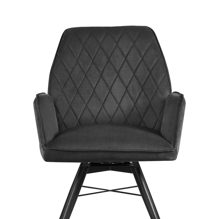 Quinn Swivel Dining Chair in Dark Grey Plush Velvet - Belmont Interiors