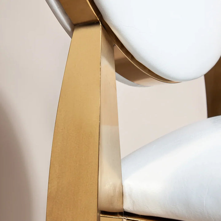 Jasmine White PU Leather Dining Chair with Gold Frame – Luxury Wedding & Event Seating