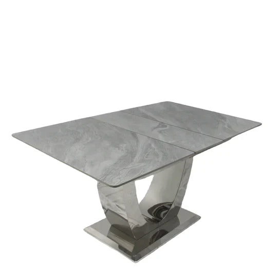 Arial 1.2-1.5m Extending Grey Ceramic Marble Dining Table - Belmont Interiors