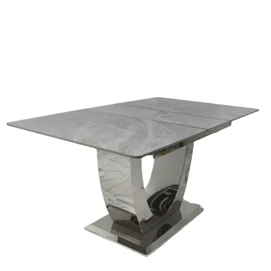 Arial 1.2-1.5m Extending Grey Ceramic Marble Dining Table - Belmont Interiors