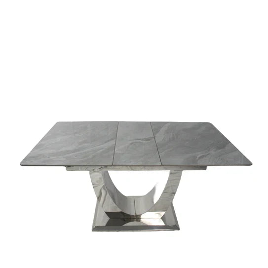 Arial 1.2-1.5m Extending Grey Ceramic Marble Dining Table - Belmont Interiors